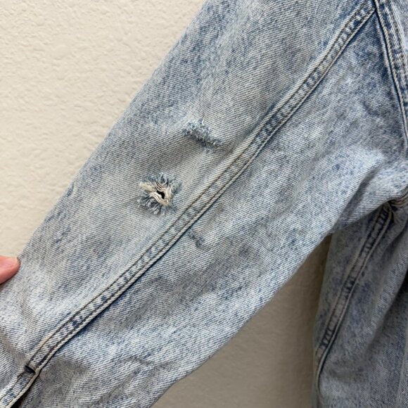 Free People Flawless Hooded Denim Oversized Button Jean Jacket Womens size Large - Picture 7 of 10